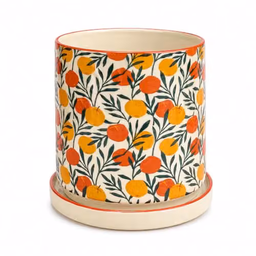 The British Gardening Company Orangery Design Ceramic Indoor Plant Pot, Multicolour, Diameter: 14 cm – 2