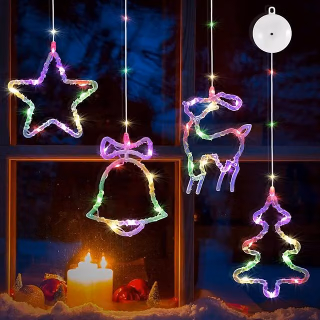 Garwarm Multicolour Hanging Christmas Window Lights with 8 Modes and Auto Timer – 1