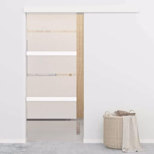 Berkfield Home Sliding ESG Glass and Aluminium Door, Silver, W: 76 cm, H: 212 cm