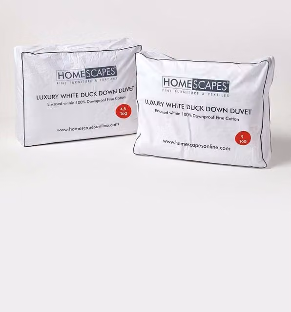 Homescapes White Duck Down All Seasons Duvet, 13.5 Tog