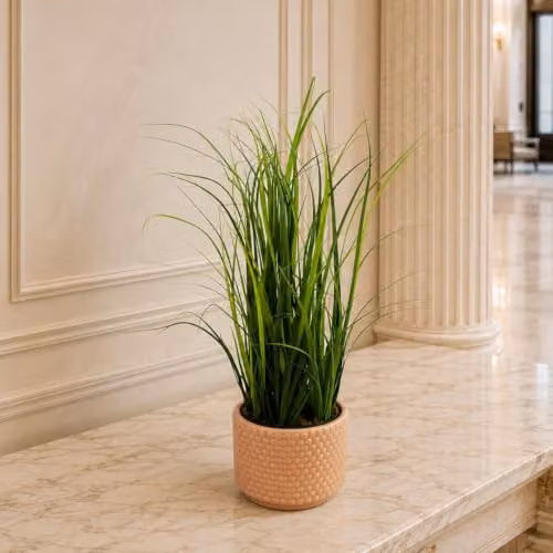 Leaf Design UK Artificial Grass Plant in a Pink Dotted Ceramic Planter, Height: 60 cm, W/D/H: 15 x 15 x 15 cm – 2