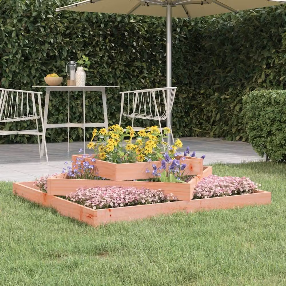Berkfield Home Wooden Raised Bed Planter in Beige, W/D/H: 112 x 112 x 27 cm – 2
