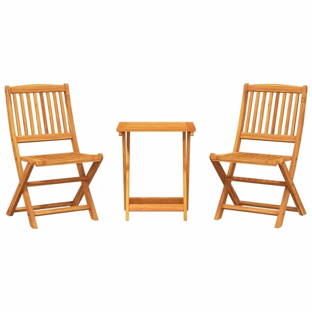 Berkfield Home 3 Piece Folding Garden Dining Set in Brown Oiled Acacia Wood – 2