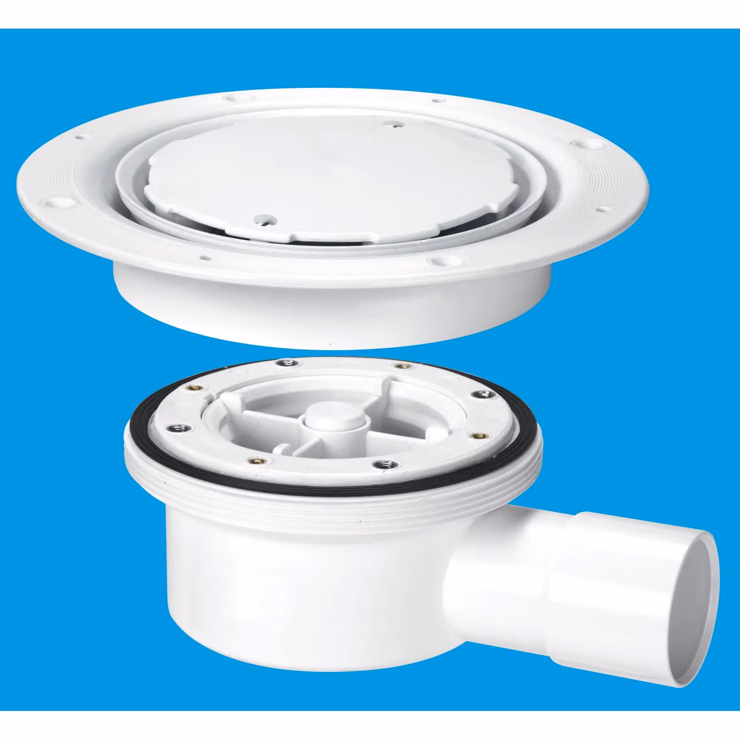 McAlpine VSG52WH Two-Piece White Plastic Round Valve Shower Gully with Clamp Ring – 2