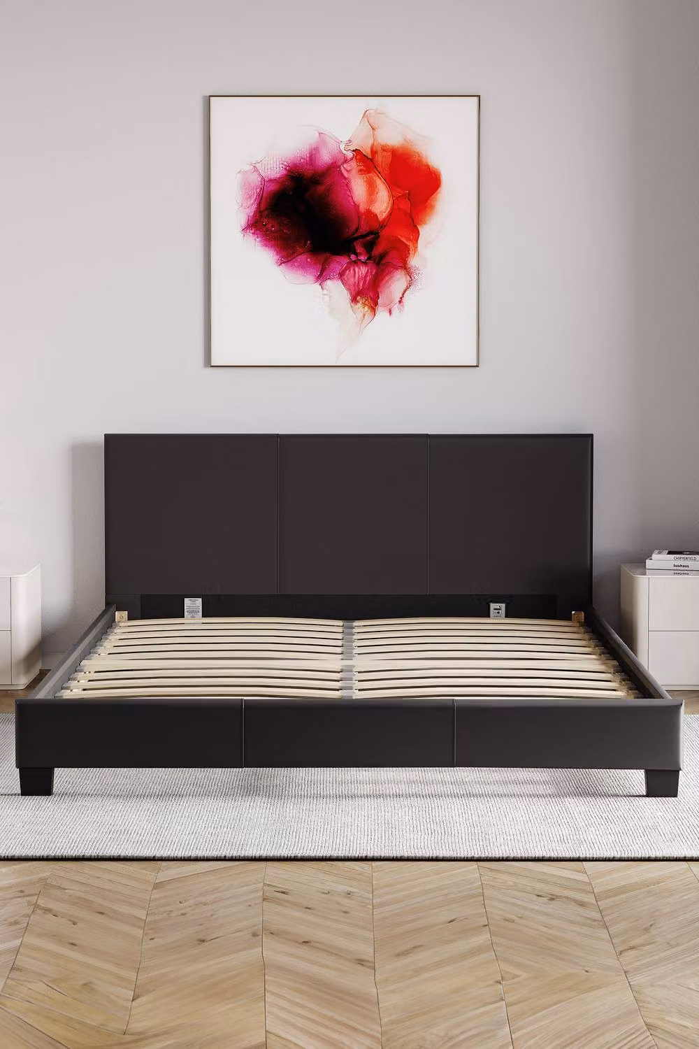 HD Designs Lisbon King Size Upholstered Faux Leather Bed Frame in Black – 6