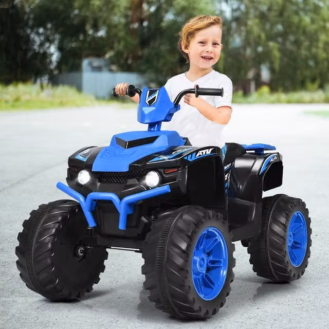 Costway 12V Electric Kids Quad ATV Ride on Car with Light and Sound, Blue