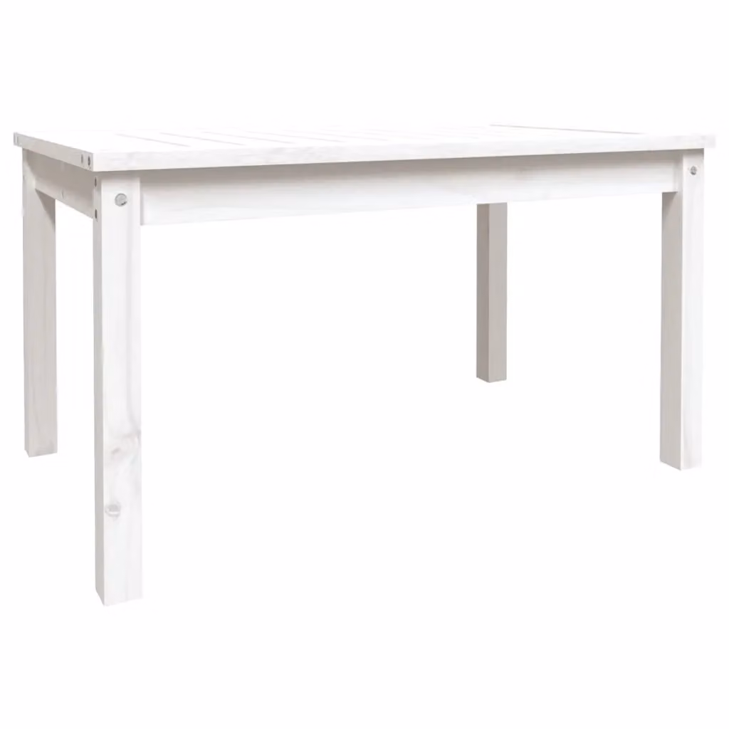 Berkfield Home Rustic White Solid Wood Pine Garden Table W: 82.5 cm, D: 50.5 cm, H: 45 cm – 1