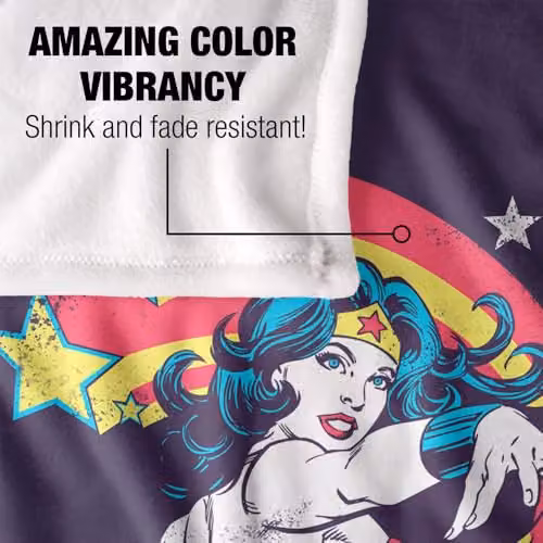 Warner Bros. Wonder Woman Good Vibes Super Soft Fleece Throw Blanket, Multicolour – 3