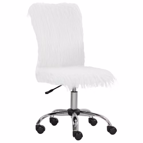 HOMCOM White Fabric Task Chair with 360 Degree Swivel and Castors for Home Office