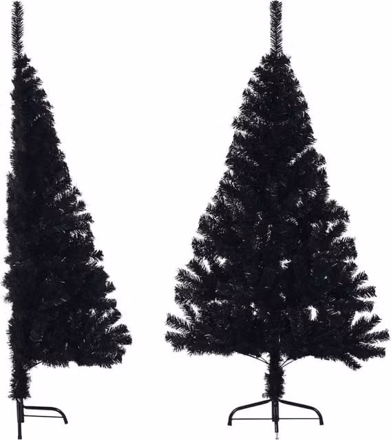 Berkfield Home Artificial Half Christmas Tree with Stand, Black, Height: 150 cm – 1