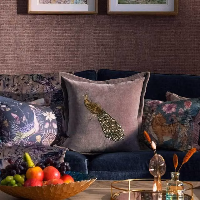 Voyage Maison Mayura Purple Velvet Feather Filled Square Cushion W/D/H: 55 x 55 x 55 cm – 2