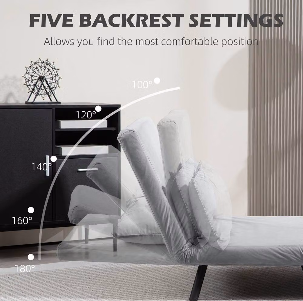STILVORA Grey Velvet Double Sofa Bed with Click-Clack Convertible Design and Scatter Cushions, W/D/H: 140 x 200 cm – 3