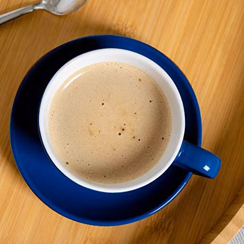 Argon Tableware Blue Stoneware Cappuccino Cup and Saucer Set, 6 Pieces, 250ml, Dishwasher Safe – 5