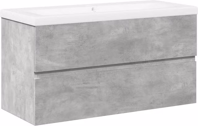 Berkfield Home 2 Piece Modern Wall Mounted Bathroom Furniture Set in Matt Concrete Grey