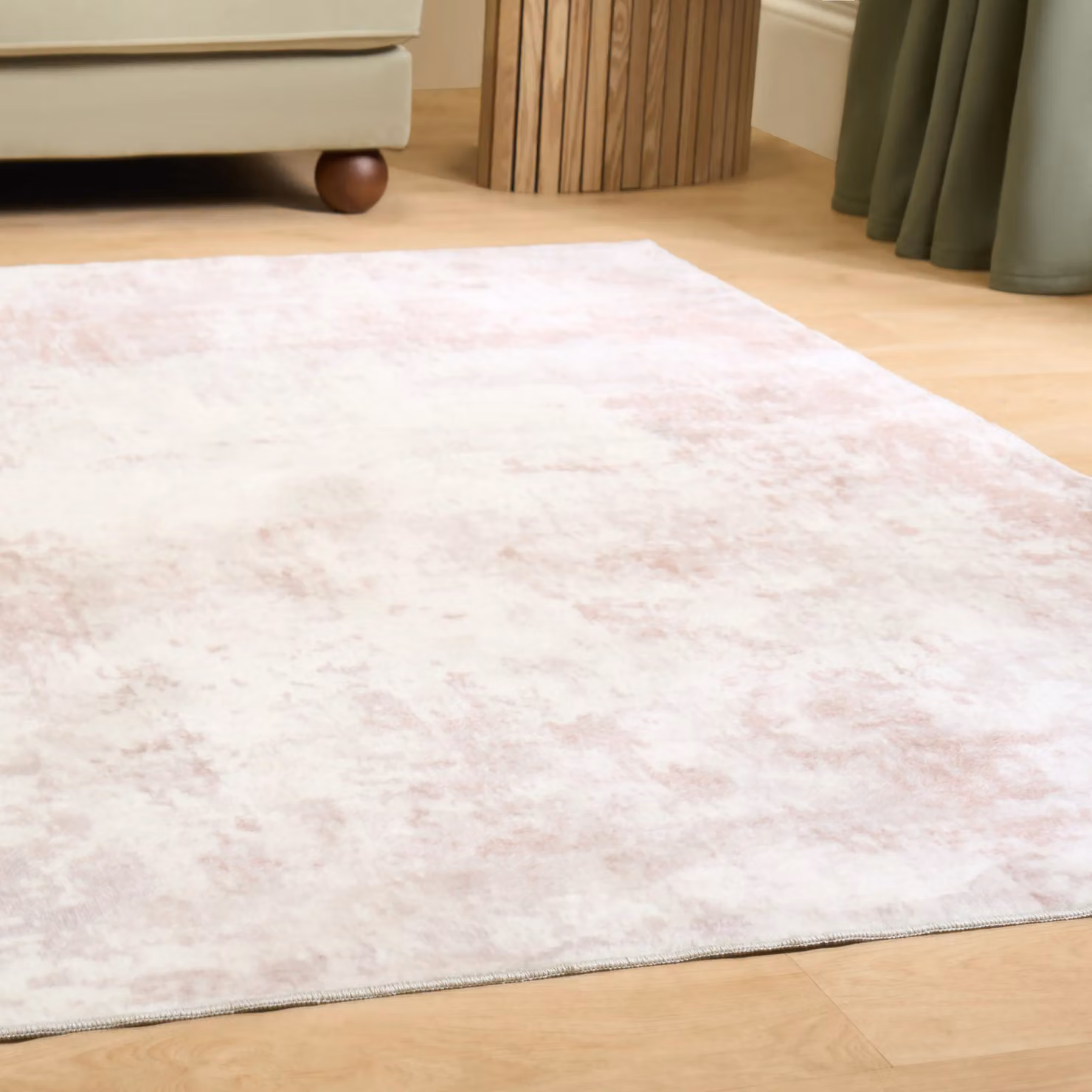OHS Abstract Non-Slip Washable Soft Runner Rug in Beige and Sand, W: 160 cm, L: 230 cm – 2