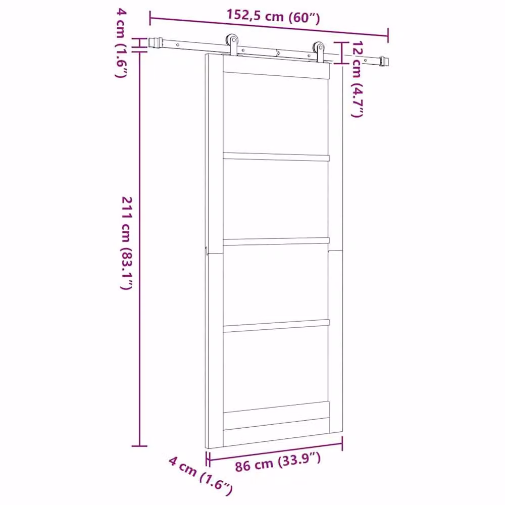 Berkfield Home Orkdal Solid Wood Pine Sliding Door with Hardware Set in Beige – 2