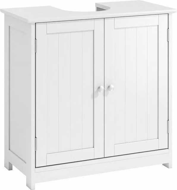 Kleankin Under-Sink Organiser with Adjustable Shelf and Drain Hole, White