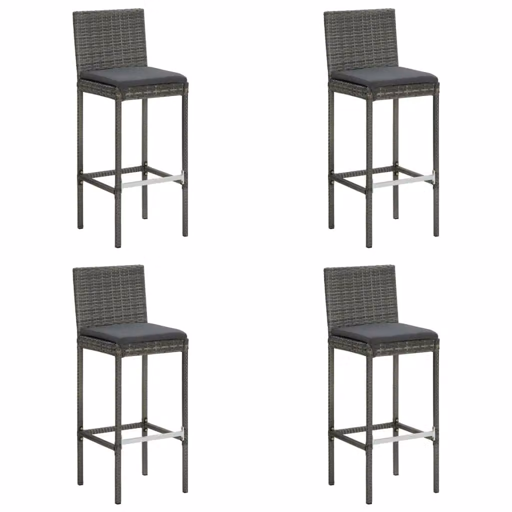 Berkfield Home 5 Piece Grey Poly Rattan Garden Bar Set with Acacia Wood and Steel Frame