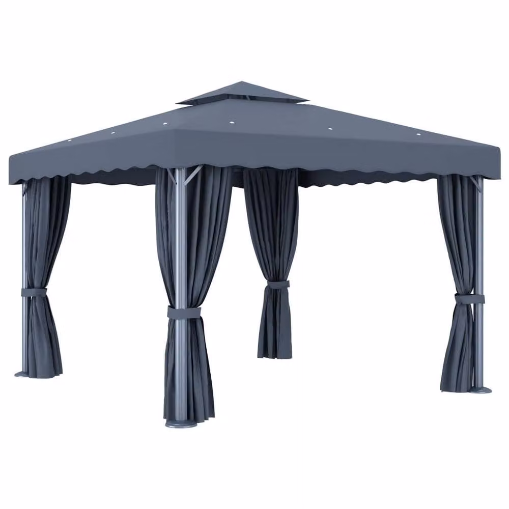 Berkfield Home Anthracite Aluminium Gazebo with Curtains, W/D/H: 300 x 300 x 265 cm, Dark Grey – 3