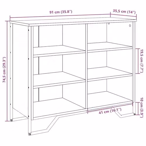vidaXL Modern Black Sideboard in Matt MDF and Metal, W/D/H: 91 x 35.5 x 74.5 cm – 3