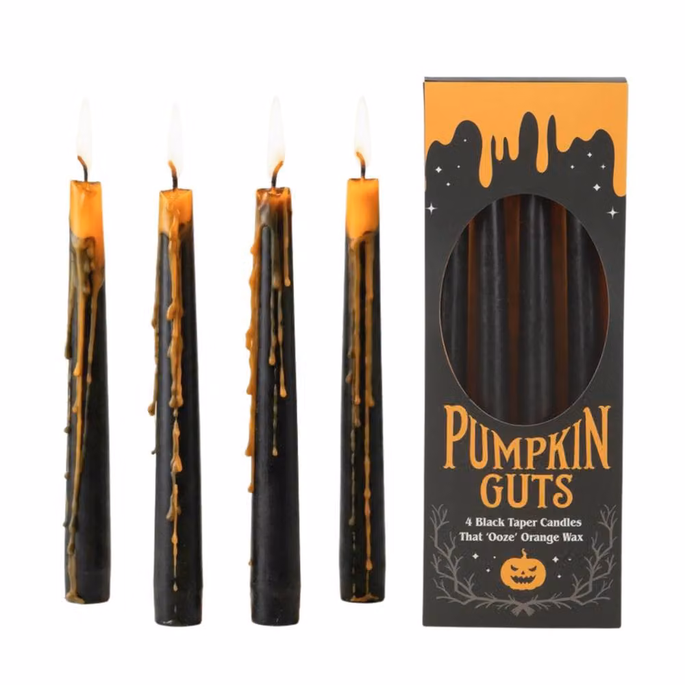Marco Paul 4 Pack Black Pumpkin Guts Oozing Effect Paraffin Wax Taper Candles – 2