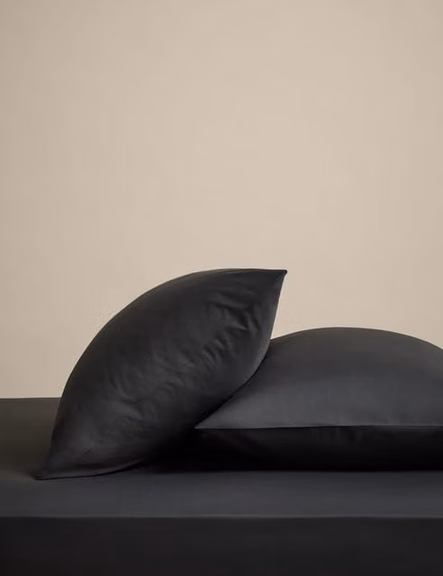 M&S 2 Pack Breathable Cotton Rich Pillowcases in Charcoal Grey