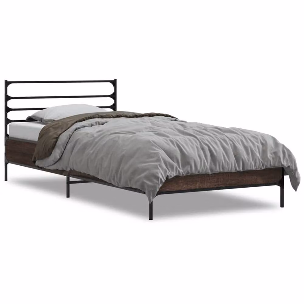Berkfield Home Durable Small Single Bed Frame in Brown Oak, W: 75 cm x L: 190 cm – 2