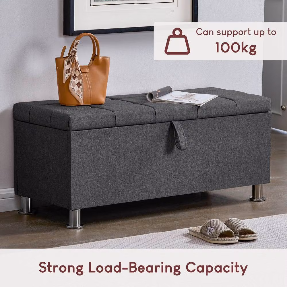 HD Designs Vida Designs Valencia Storage Ottoman in Dark Grey – 7