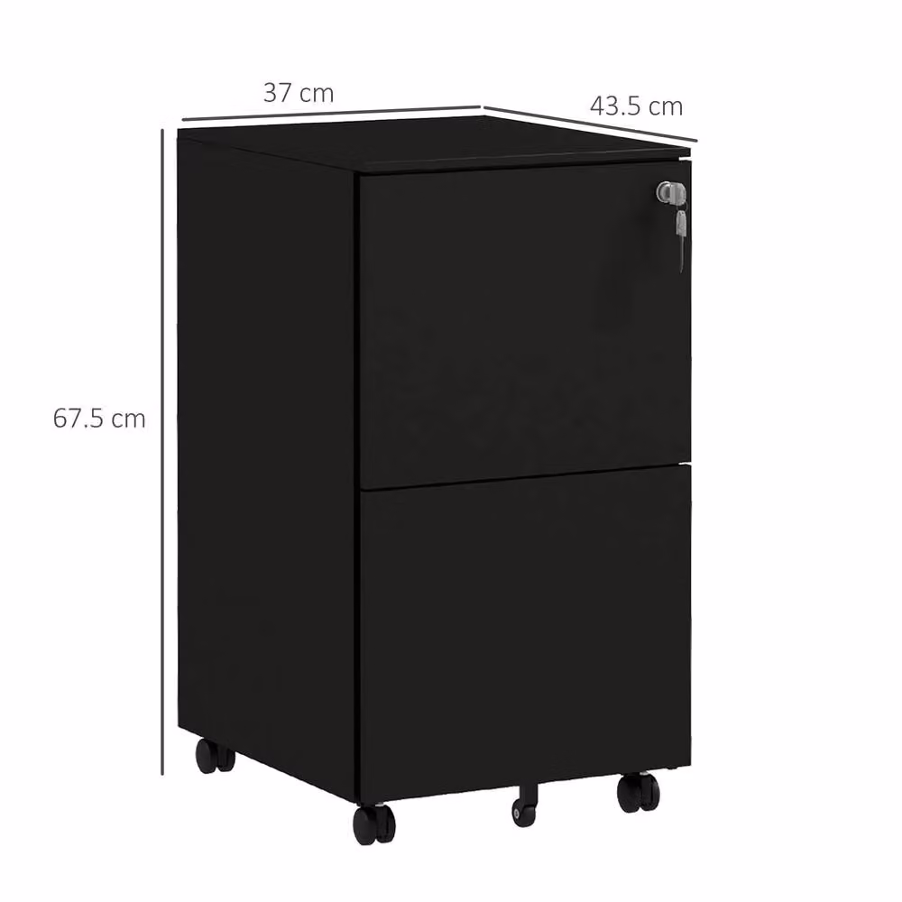 STILVORA 2 Drawer Mobile Filing Cabinet with Lock in Black, W/D/H: 40.5 x 30.5 x 67.5 cm – 4