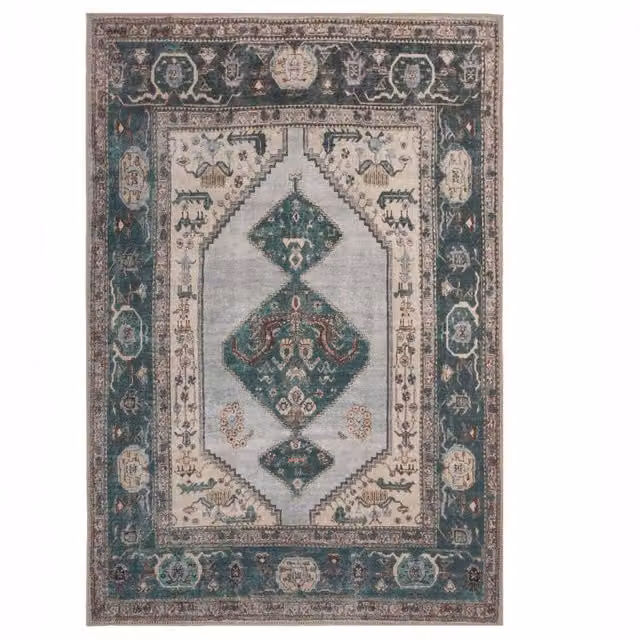 Kukoon Dark Green Traditional Flatwoven Oriental Area Rug for Living Rooms and Hallways, W: 120 cm, L: 170 cm