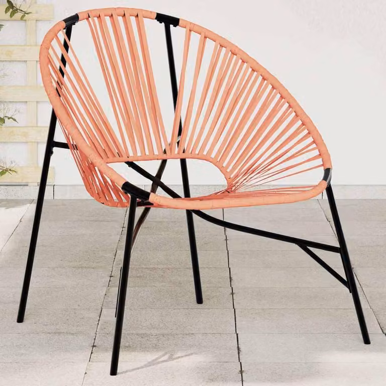 Berkfield Home Beautiful Garden Egg Chair in Black and Orange Poly Rattan with Steel Frame