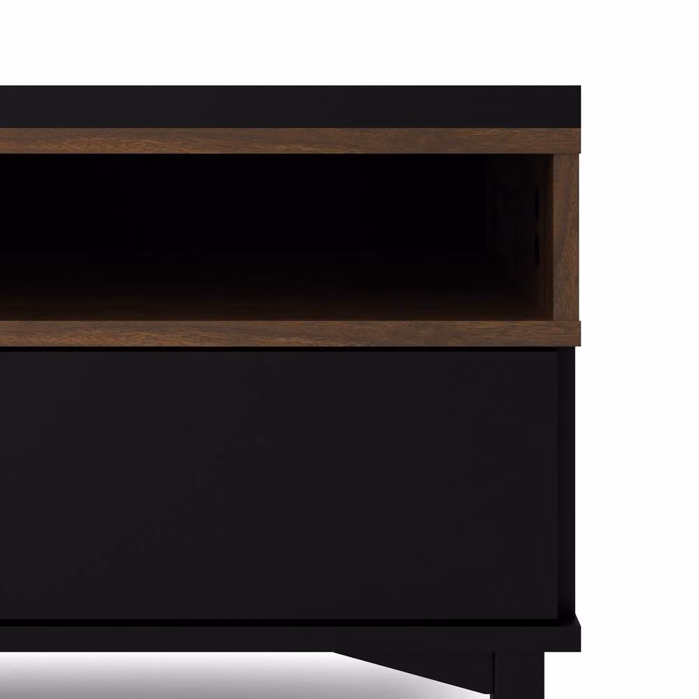 CALICOSY April Modern Black TV Unit with 1 Door, 3 Drawers and 2 Shelves, W: 156 cm, D: 48.25 cm, H: 48.2 cm – 4