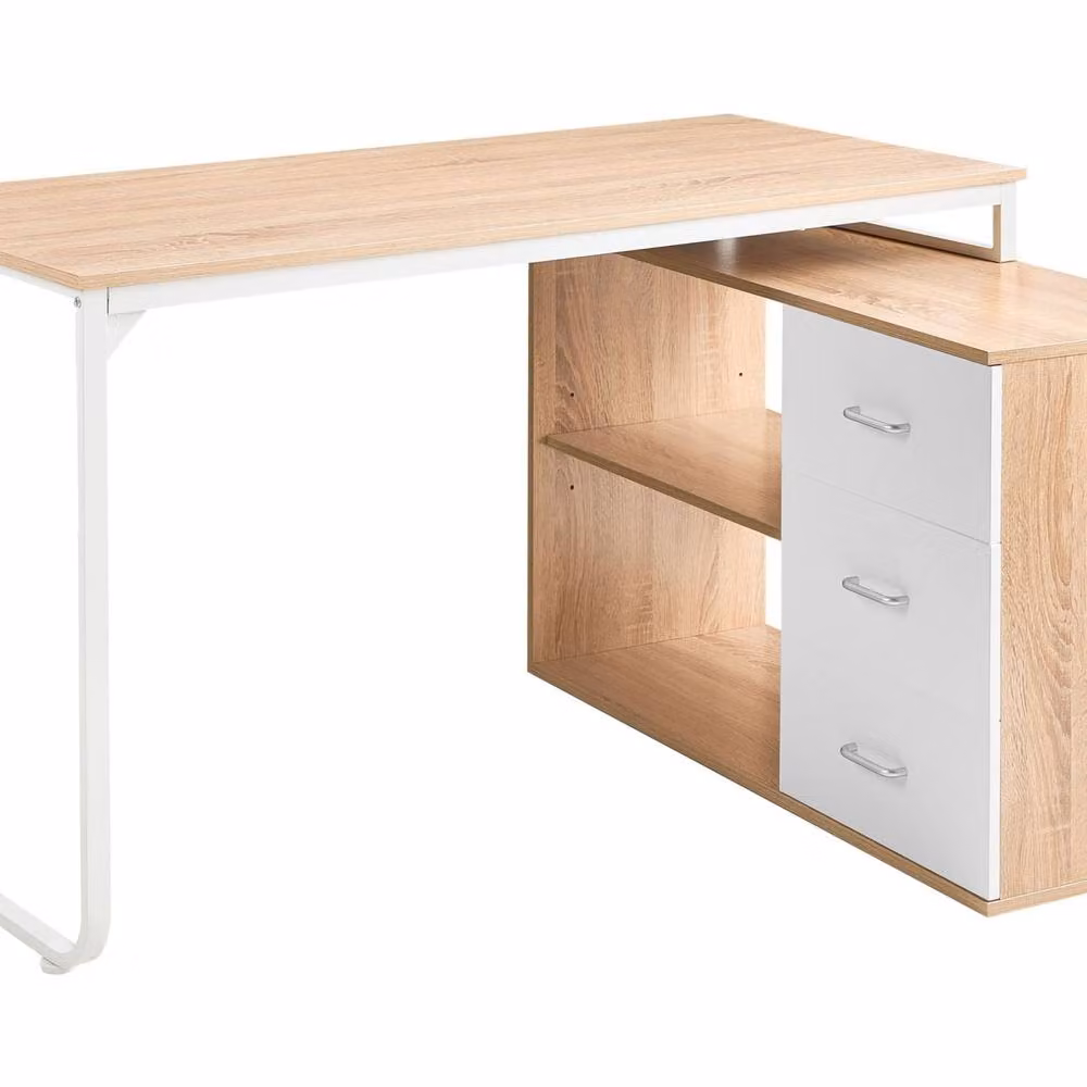 Wyld and Coco Corner Desk in Brown with Metal Legs, W: 140 cm, D: 100 cm, H: 75 cm – 2