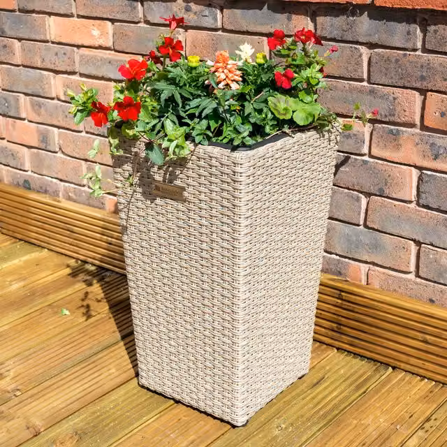 Rowlinson Albany Rattan Garden Planter Tub in Beige