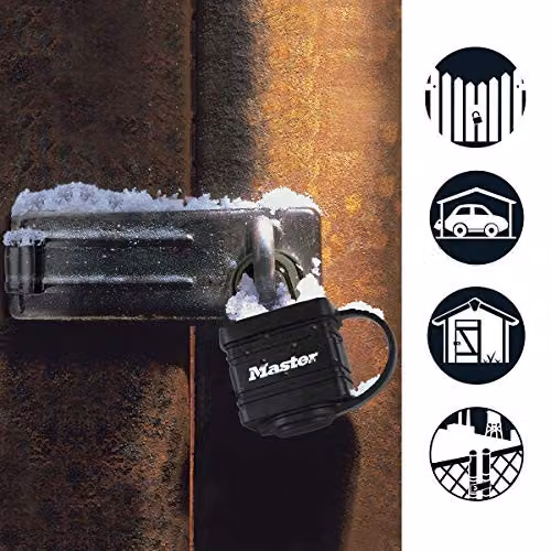 Master Lock Door Hasp and Keyed Padlock Set in Black Steel – 2