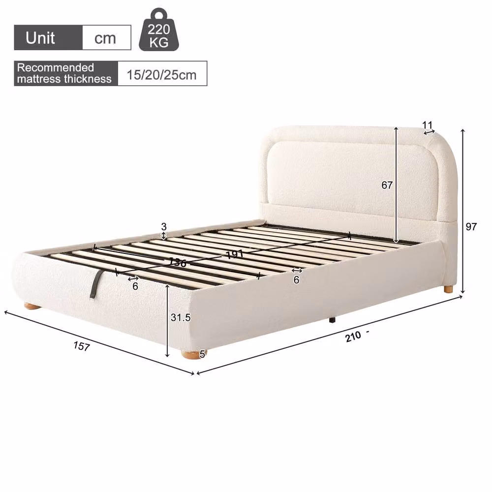 Matteo Beige Bouclé Double Ottoman Storage Bed Frame with Curved Headboard – 2