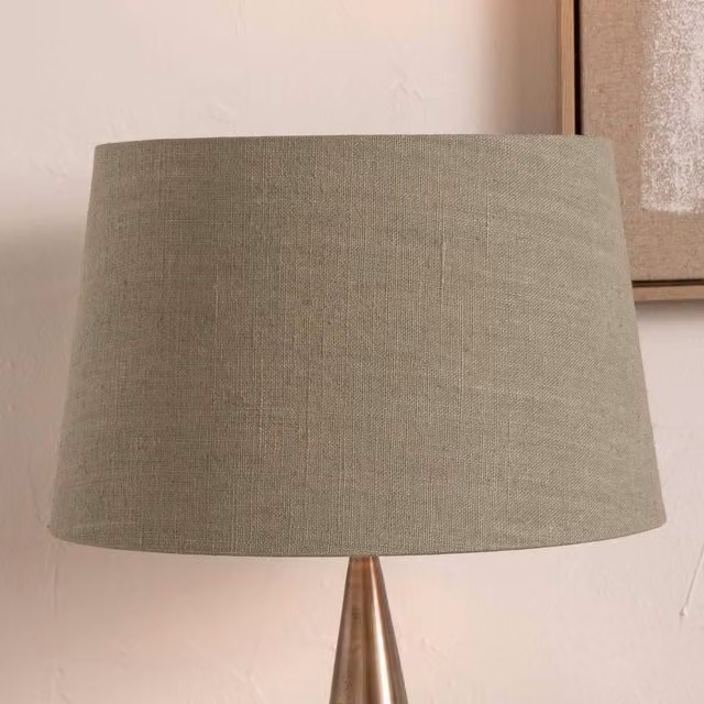 Ruma Sage Green Linen Tapered Cone Table Lamp Shade, Diameter: 25.4 cm