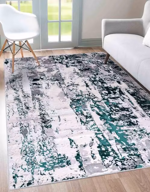Smart Living Modern Emperor Thick Area Rug in Aqua, W/D/H: 60 x 220 cm – 1