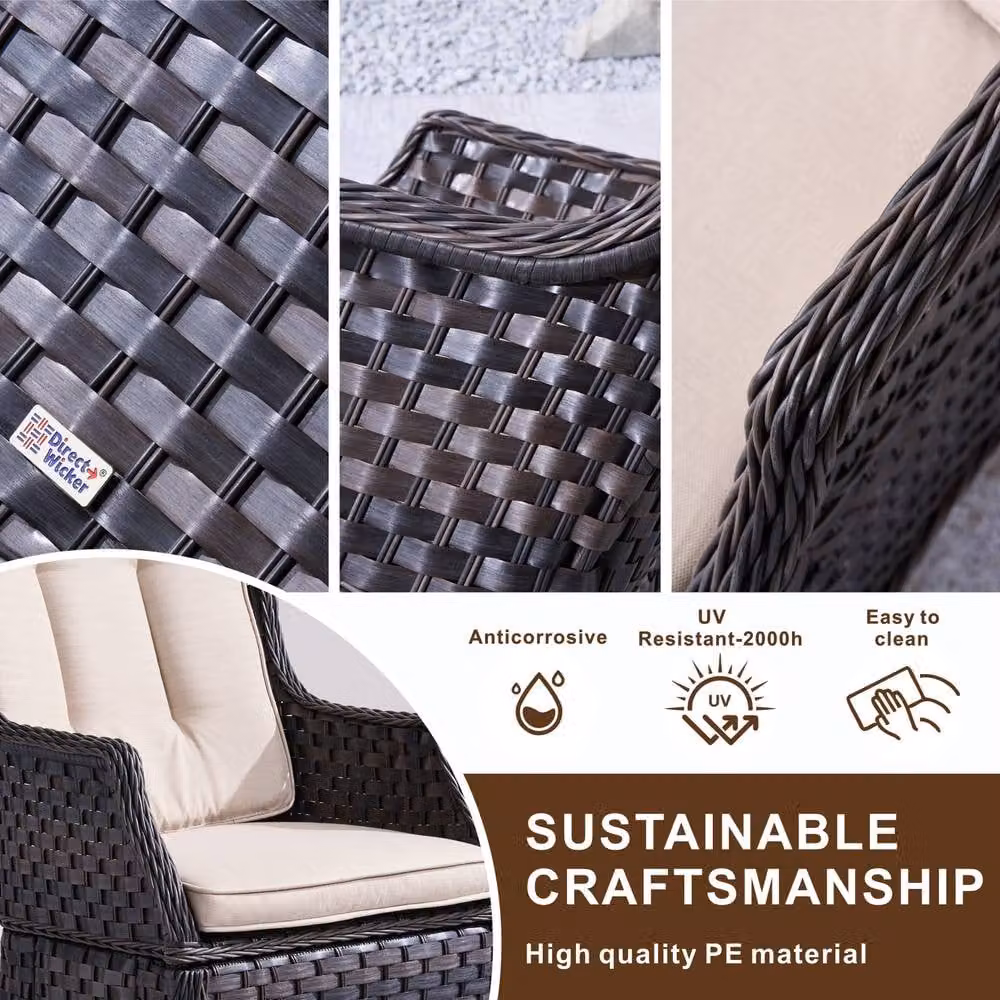 Direct Wicker 2-Piece Brown Aluminium Rattan Garden Chair Set – 3