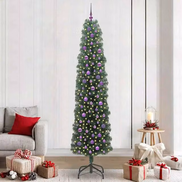 Berkfield Home Artificial Green Christmas Tree with 300 Warm White LEDs and Stand, Height: 240 cm