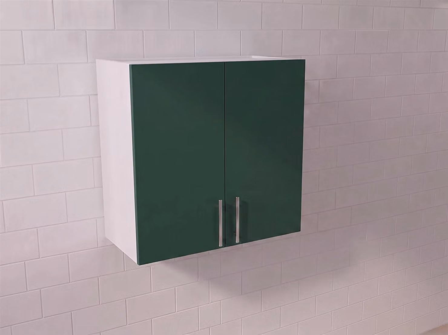 Modern Matt Green Kitchen Wall Unit with Hinged Doors, W: 90 cm, H: 72 cm, D: 32.8 cm