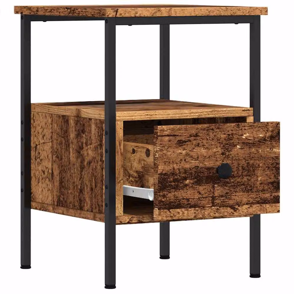 Berkfield Home Set of 2 Durable Bedside Cabinets in Old Wood Brown, W/D/H: 34 x 36 x 50 cm – 5