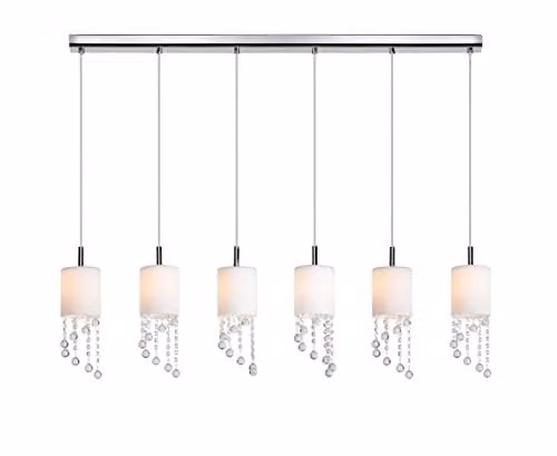 Netlighting Tango Straight Bar Pendant Ceiling Light in Chrome and Grey, W/D/H: 108 x 9 x 190 cm