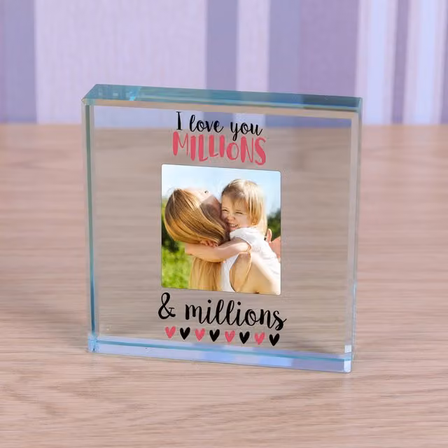 Uniqueful Personalised I Love You Millions Glass Token in Transparent and Beige for Valentine's Day
