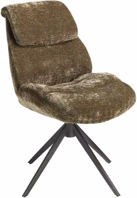 Angel Cerda Olive Green Velvet Swivel Dining Chair with Metal Legs