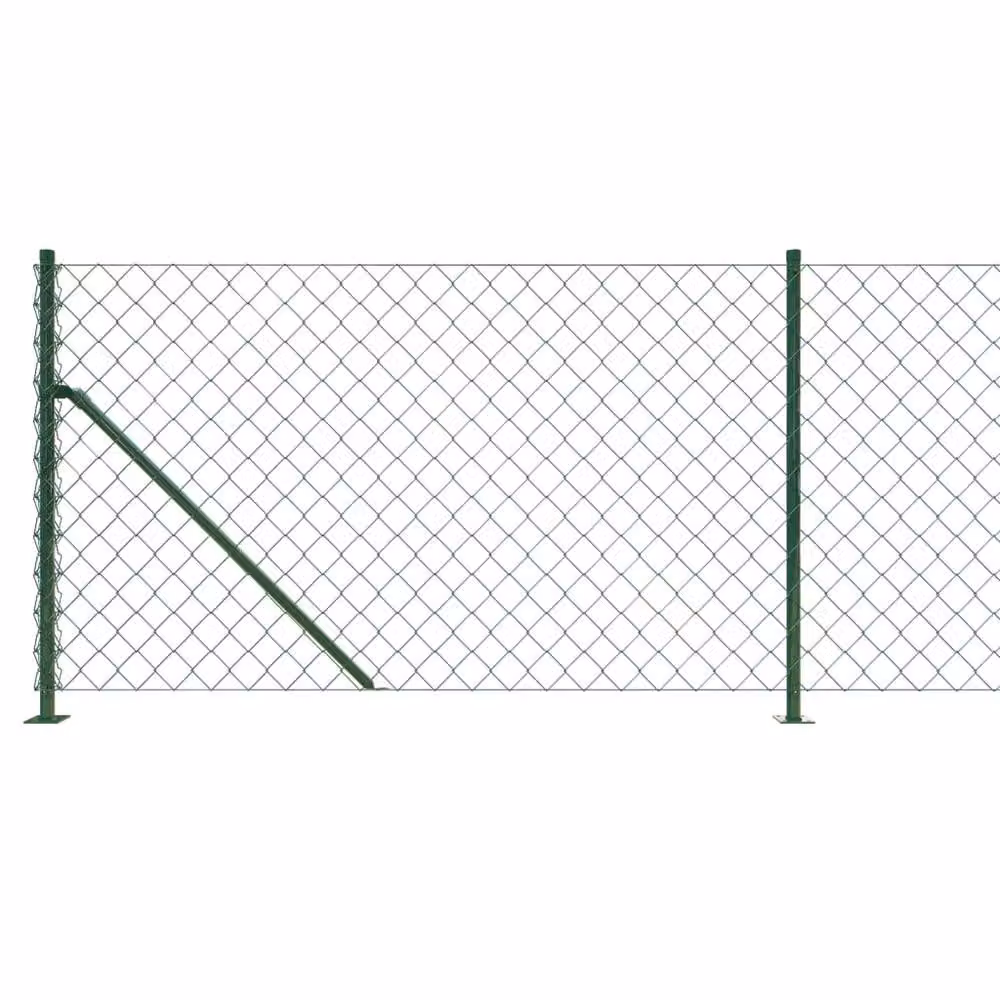 Berkfield Home Durable PVC-Coated Green Chain Link Fence with Flange, H: 0.8 m, W: 10 m – 2