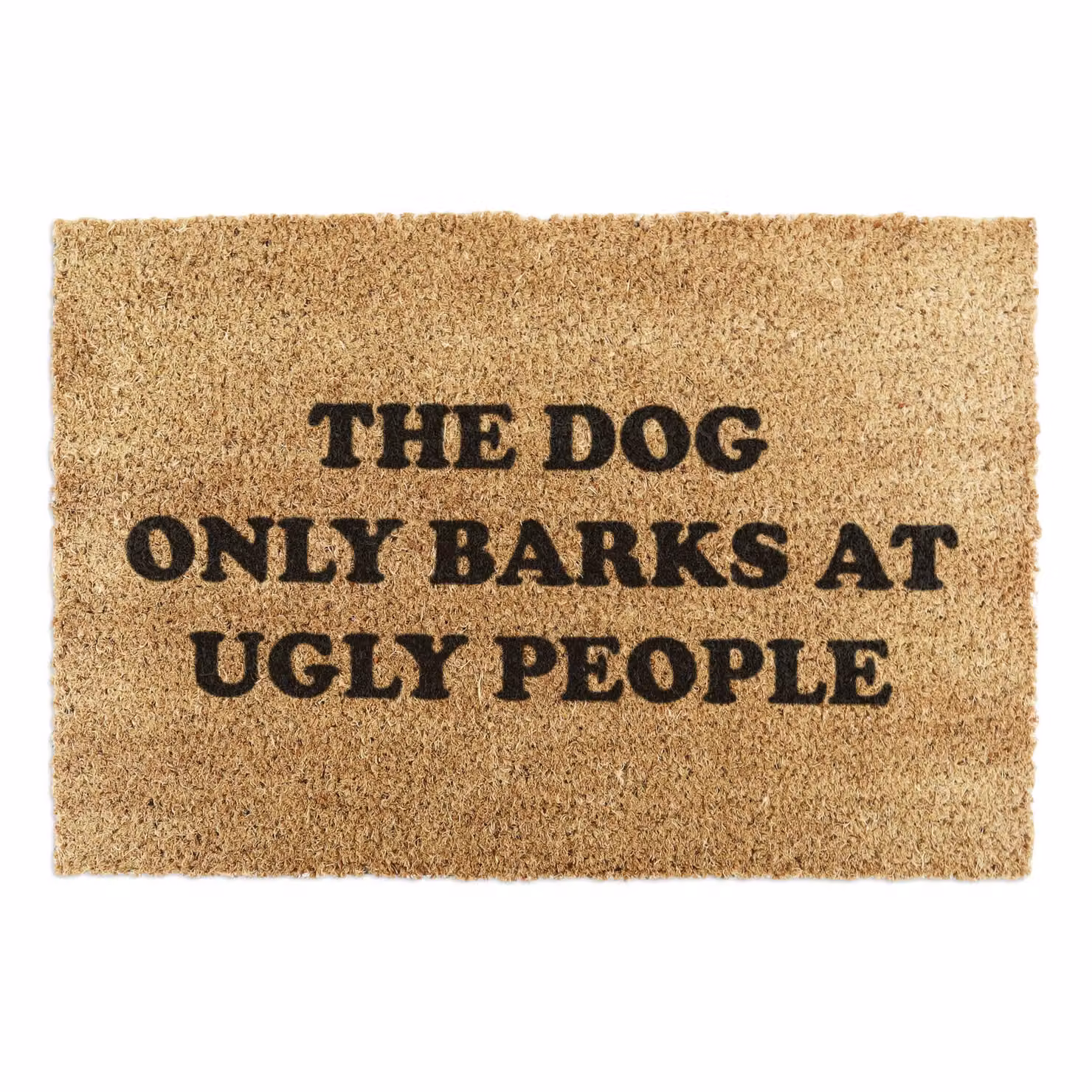 Artsy Mats Dog Barks At Ugly People Coir Doormat, Brown, W: 90 cm, D: 60 cm – 2