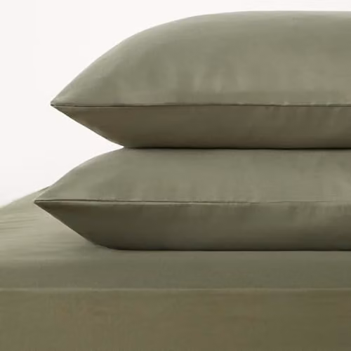 OHS Plain Dyed Microfibre Duvet Cover and Pillowcase Set, Green, Duvet Cover: 200 x 200 cm, Pillowcase: 50 x 75 cm – 2