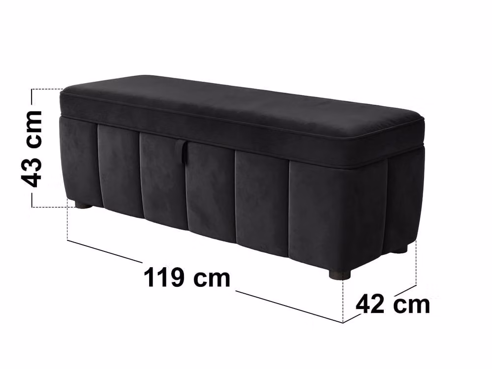 Solace+Co Emilie Velvet Upholstered Blanket Box in Black – 3