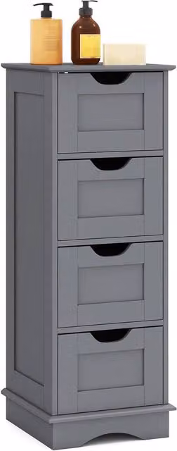 VOGREX Grey Modern Matt Freestanding Narrow Bathroom Storage Cabinet – 1